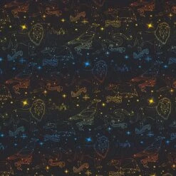 Cotton Jersey Licensed Fabric Heraldic Animal Constellations Of Harry Potter| Warner Bros. – Black