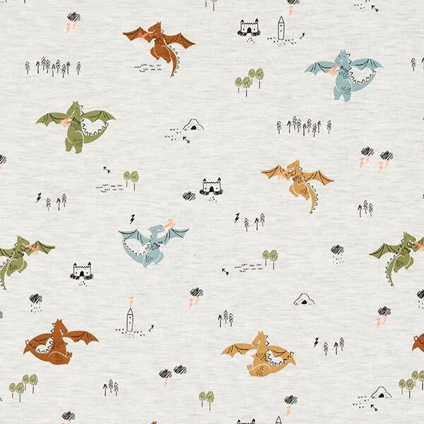 Cotton Jersey Fire-breathing Dragons Mottled – Offwhite/neon Orange 3 Cotton Jersey Fire-breathing Dragons Mottled – Offwhite/neon Orange