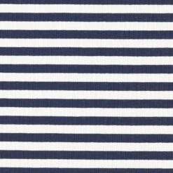 Ribbed Jersey Yarn-dyed Horizontal Stripes – Offwhite/navy Blue