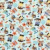 Cotton Jersey Pirate Animals– Aqua Blue