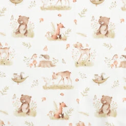 Poplin Sweet Woodland Animals Digital Print – Offwhite