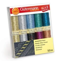 Metallic Effect Thread Set [ 50m | 10 Pieces ] | Gütermann Creativ – Colour Mix