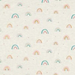 Cotton Jersey Rainbows Foil Print – Natural/light Grey