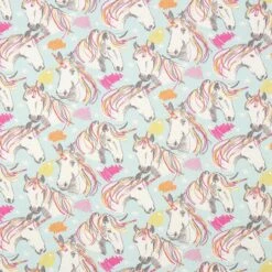 Cotton Jersey Scribble Unicorn – Sky Blue