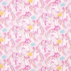 Cotton Jersey Scribble Unicorn – Pink