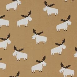 Cotton Jersey Cute Moose – Light Brown