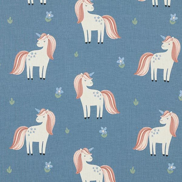 Cotton Jersey Sweet Glitter Unicorns – Blue Grey 3 Cotton Jersey Sweet Glitter Unicorns – Blue Grey