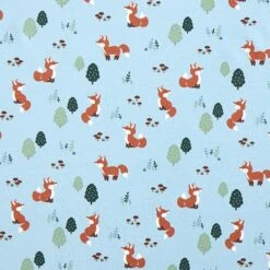 Cotton Jersey Fox In The Woods – Light Blue
