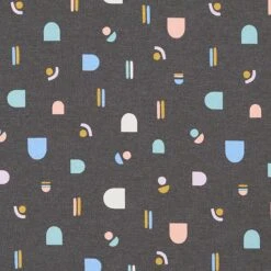 Cotton Jersey Geometric Shapes – Anthracite