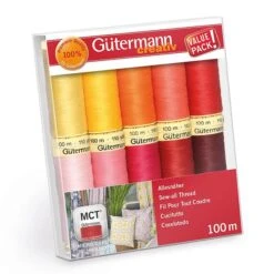Sew-All Thread Set [ 100m | 10 Pieces ] | Gütermann Creativ – Pink/red