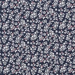 Cotton Jersey Sweet Little Flowers With Hearts – Navy Blue