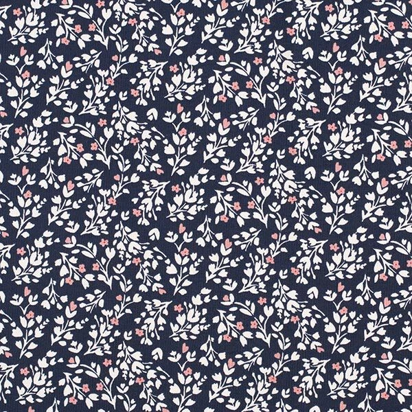 Cotton Jersey Sweet Little Flowers With Hearts – Navy Blue 3 Cotton Jersey Sweet Little Flowers With Hearts – Navy Blue