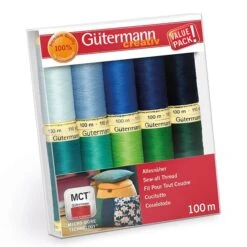 Sew-All Thread Set [ 100m | 10 Pieces ] | Gütermann Creativ – Green/blue