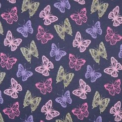 Cotton Jersey Glitter Butterflies – Blue-black