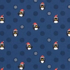 Cotton Jersey Penguin With Santa Hat – Navy Blue