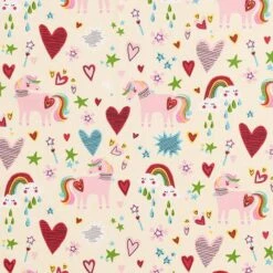 Coated Cotton Fabulous Horses – Light Beige/pink