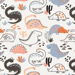 Cotton Jersey Happy Dinosaurs – Offwhite