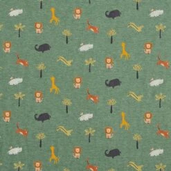 Cotton Jersey Jungle Animals– Green