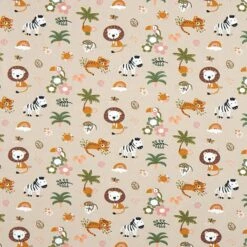 GOTS Cotton Jersey Cute Jungle Animals – Cashew