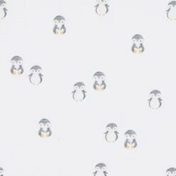 Cotton Jersey Cute Penguin Digital Print – White
