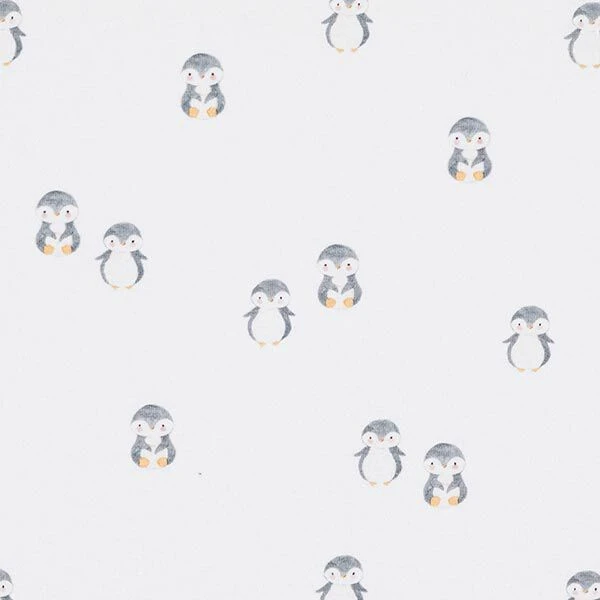 Cotton Jersey Cute Penguin Digital Print – White 3 Cotton Jersey Cute Penguin Digital Print – White