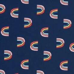 Abstract Rainbows Swimsuit Fabric – Navy Blue
