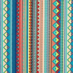 Coated Cotton Ethnic Stripes – Blue/orange