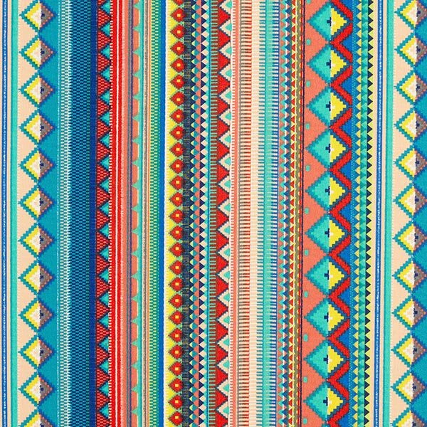 Coated Cotton Ethnic Stripes – Blue/orange 3 Coated Cotton Ethnic Stripes – Blue/orange