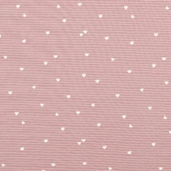 Cotton Jersey Hearts And Stripes– Light Dusky Pink