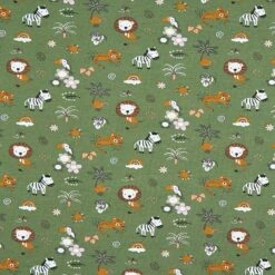 GOTS Cotton Jersey Cute Jungle Animals – Pine