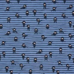 Cotton Jersey Stripe Ninjas– Blue Grey