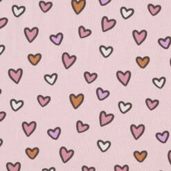 Cotton Jersey Colourful Hearts – Pink
