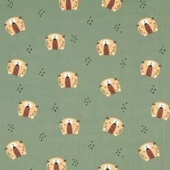 Cotton Jersey Leopard Faces– Pine