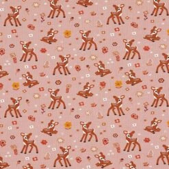 Cotton Jersey Deer In The Meadow– Light Dusky Pink