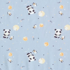 Cotton Jersey Panda With Moon Balloon – Sky Blue