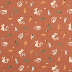 Cotton Jersey Hedgehog And Squirrel – Terracotta