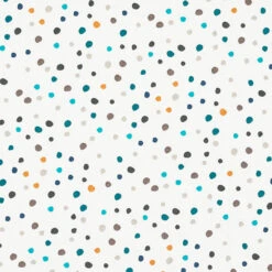 Cotton Jersey Colourful Polka Dots – White/petrol