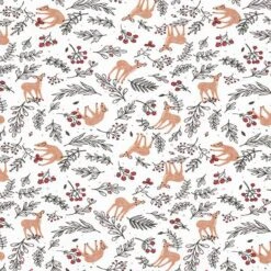 Cotton Jersey Deer In The Forest – White