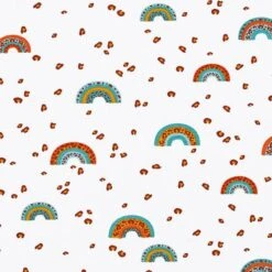 Cotton Jersey Leopard Print Rainbow – White