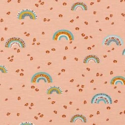 Cotton Jersey Leopard Print Rainbow – Apricot