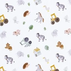 Organic Cotton Jersey Farmyard Digital Print – Offwhite