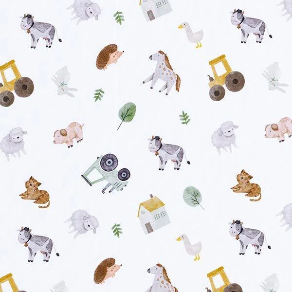 Organic Cotton Jersey Farmyard Digital Print – Offwhite 3 Organic Cotton Jersey Farmyard Digital Print – Offwhite
