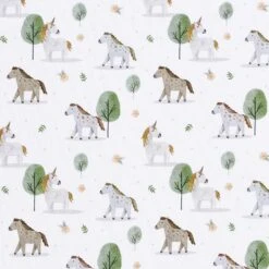 Organic Cotton Jersey Horses And Unicorns Digital Print – Offwhite