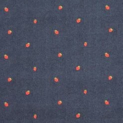 Cotton Jersey Jeans Look Strawberries Digital Print – Blue Grey/fire Red
