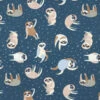 Cotton Jersey Sloths Practising Yoga – Blue Grey -Tailor Supplies Sales Store 907