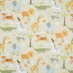 GOTS Cotton Cretonne Safari Animals – Beige