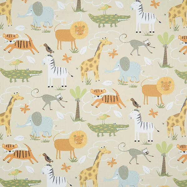 GOTS Cotton Cretonne Safari Animals – Beige 3 GOTS Cotton Cretonne Safari Animals – Beige