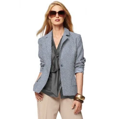 Cotton Tweed Bias Stripes – Denim Blue/white -Tailor Supplies Sales Store BSZ022 2