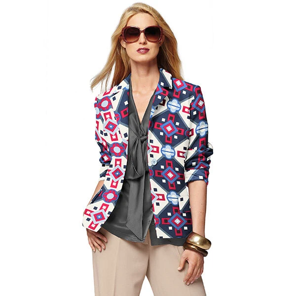 Retro Pattern Cotton Viscose Blend – Blue/red 7 Retro Pattern Cotton Viscose Blend – Blue/red - Image 5