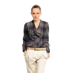 Stretch Tartan – Navy/salmon -Tailor Supplies Sales Store BSZ046 1